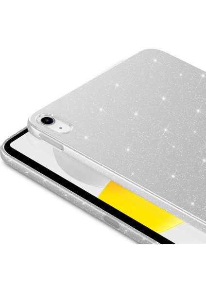 iPad 10. Nesil 2022 10.9" Uyumlu Simli Silikon Kılıf Işıltılı Parlak Kapak Esnek Tpu