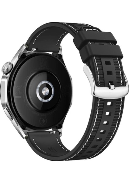 Huawei Watch Gt 2 / Gt2 Pro 46 mm Uyumlu Dokuma & Silikon Kordon Dikişli Örgü Kayış Metal Toka