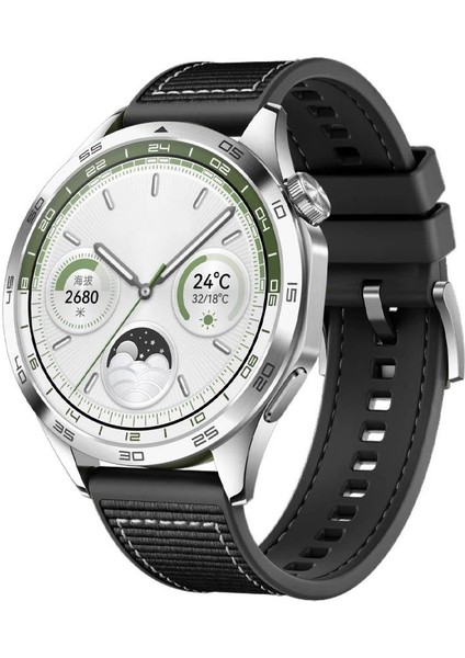 Huawei Watch Gt 2 / Gt2 Pro 46 mm Uyumlu Dokuma & Silikon Kordon Dikişli Örgü Kayış Metal Toka fiyatları