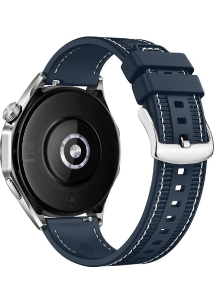 Huawei Watch Gt 2 / Gt2 Pro 46 mm Uyumlu Dokuma & Silikon Kordon Dikişli Örgü Kayış Metal Toka