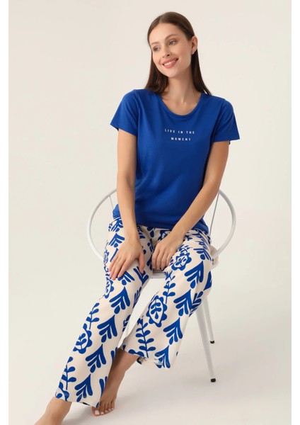 Yumuşak Dokulu Kısa Kol Kadın Pijama Takım 2922
