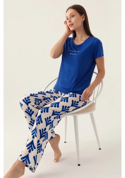 Yumuşak Dokulu Kısa Kol Kadın Pijama Takım 2922