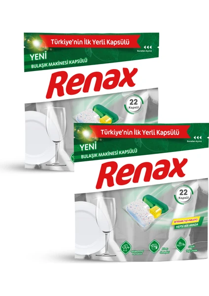 Renax Bulaşık Makinesi Kapsülü 22 Adet x 2 Paket