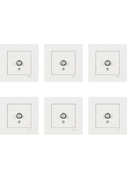 Karre Uydu Prizi F Konnektörlü Çerçeveli - Beyaz 6 Adet