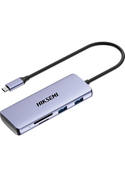 Hiksemi Hs-Hub-Ds8 Type-C To Hdmı+Usb3-3+Usb2+Sd-Tf+Pd Çoklayıcı