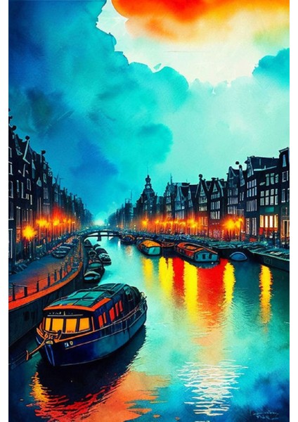 Renkli Baskılı Sayılarla Boyama Hobi Seti (Çerçeveli-Büyük Boy) 80X100 Cm: Kız Gün Batımı