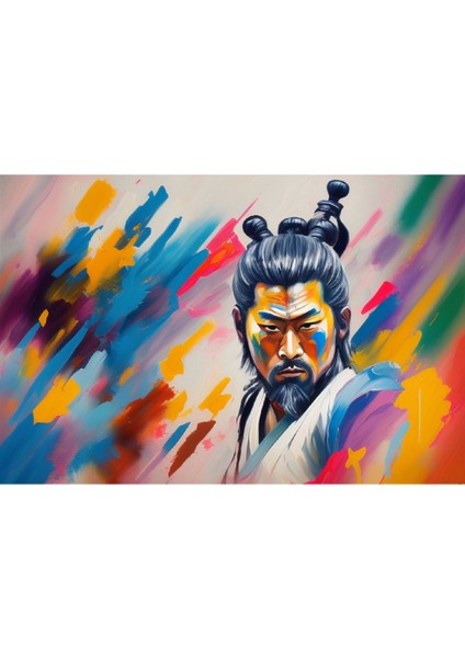 Renkli Baskılı Sayılarla Boyama Hobi Seti (Çerçeveli-Büyük Boy) 80X100 Cm: Samuray 2