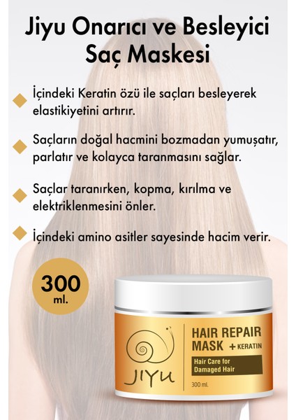 Yıpranmış Saçlar İçin Onarıcı ve Besleyici Keratin Saç Bakım Maskesi 300 ml