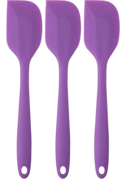 Mor Yanmaz Yapışmaz Silikon Yassı Spatula Seti - 3 Parça Mor Renk Mor Yassı Spatula 3 Adet