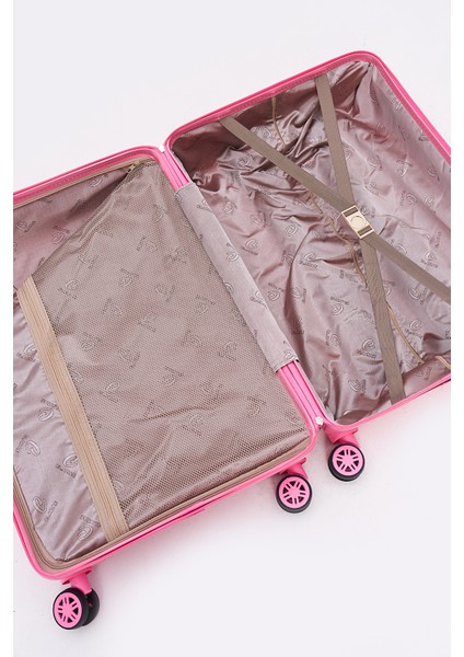 Premium Polipropilen Kırılmaz 2'li Valiz Seti Büyük Boy - Kabin Boy Pembe V303