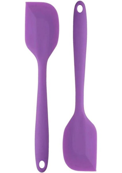 Mor Yanmaz Yapışmaz Silikon Yassı Spatula Seti - 3 Parça Mor Renk Mor Yassı Spatula 3 Adet
