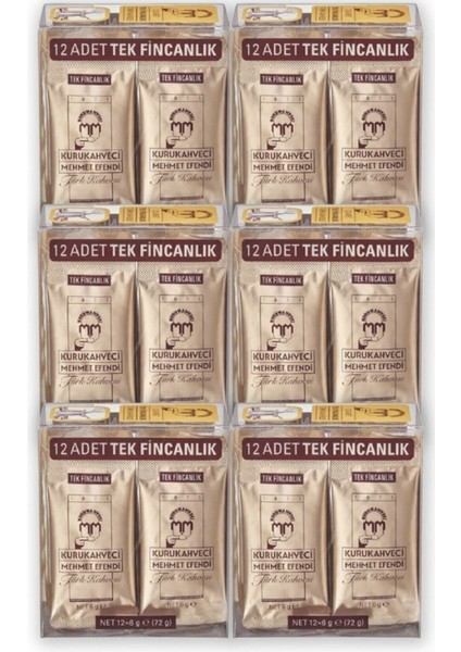 Mehmet Efendi Kurukahveci Türk Kahvesi 12*6 G Tek Içimlik 6 Paket