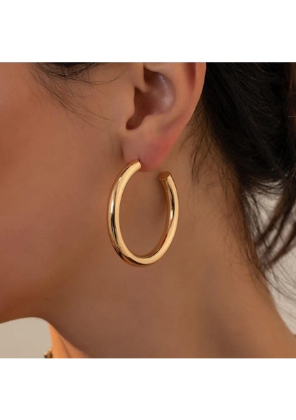 Gold Halka Kararmaz Çelik Küpe | Sns301854