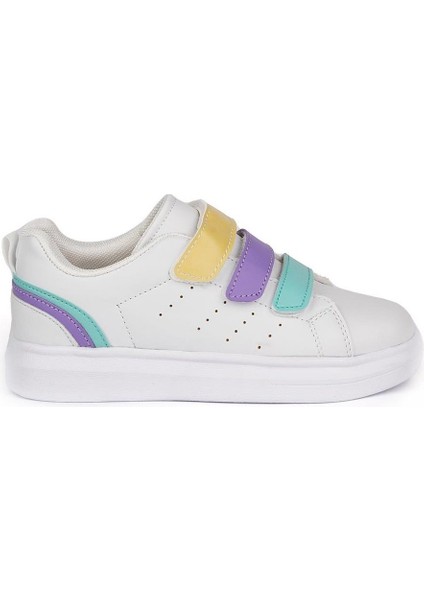 Arel Beyaz Cırtlı Renkli Hafif Kız Çocuk Sneakers Ayakkabı