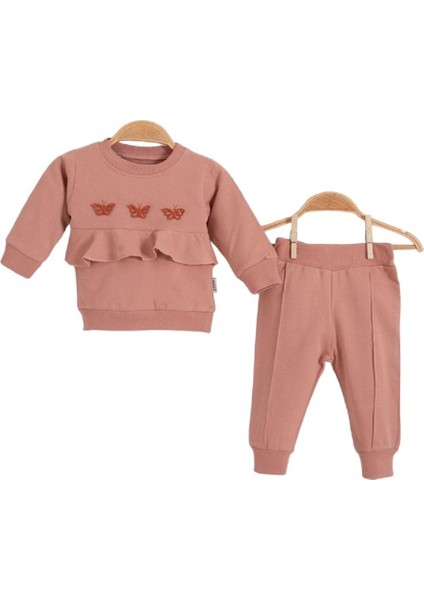 Pıcossa Baby 1170Pİ Kız Bebek Üç Kelebekli Gül Kurusu Eşofman Takımı