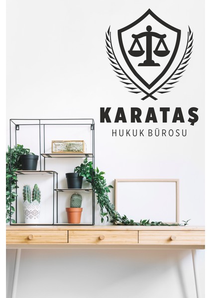 Avukatlara ve Hukuk Bürolarına Adalet Terazili Isim Yazılı Dekoratif Duvar Sticker fiyatları