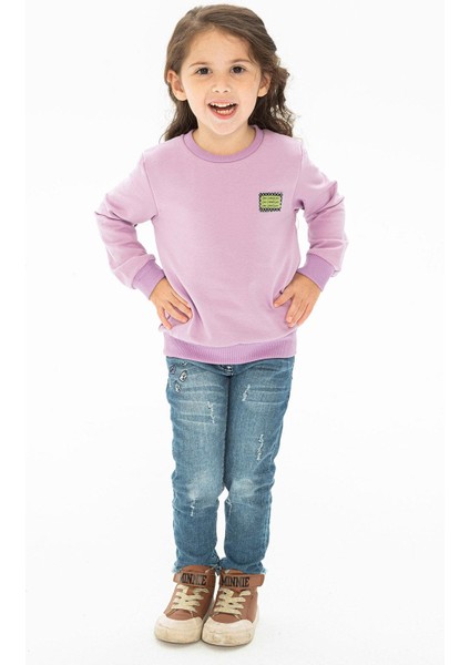 ZepkidsKız Çocuk Fashion Fragment Apikeli Sweatshirt 3-7 Yaş