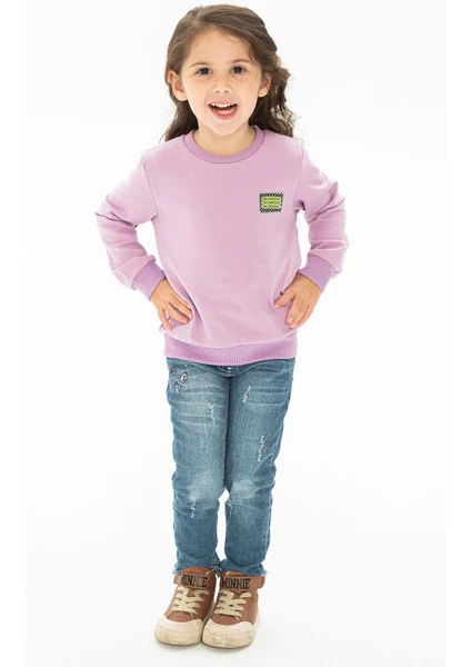 ZepkidsKız Çocuk Fashion Fragment Apikeli Sweatshirt 3-7 Yaş