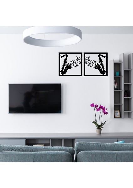 Müzik Saksafon Jazz Notalar Ahşap Mdf Duvar Dekoru Tablo fiyatları