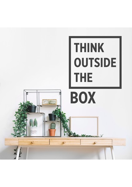 Think Outside The Box Dekoratif Duvar Stickerı, Duvar Dekorasyon Yazıları, Duvar Sticker