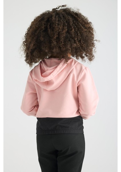 Kapüşonlu Uzun Kol Pembe Renk Kız Çocuk Sweatshirt