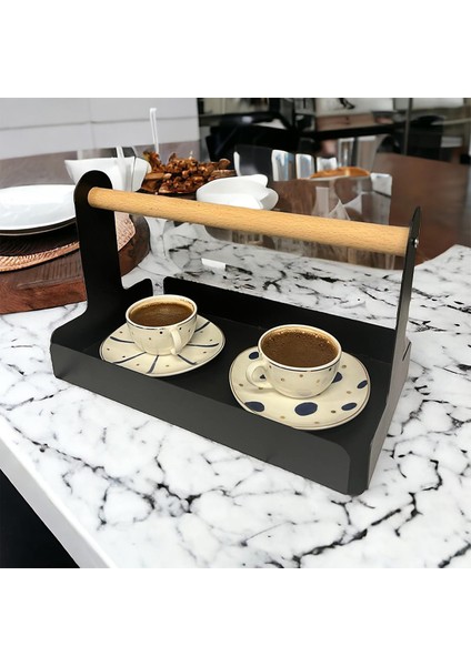 Ahşap Saplı 30X17CM Siyah Metal Servis, Sunum, Dekoratif Tepsi fiyatları