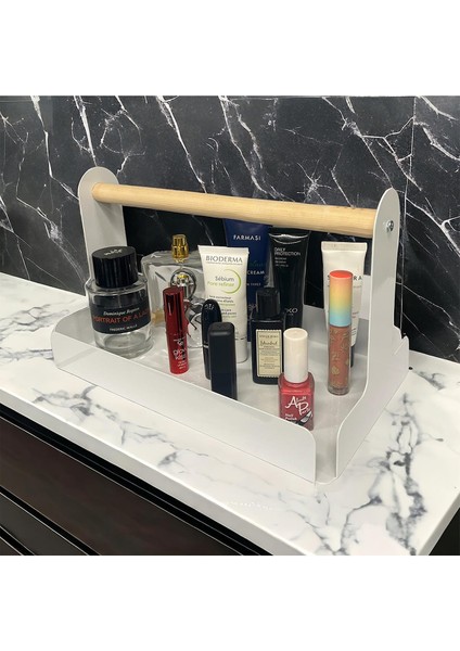 Ahşap Saplı Beyaz 30X17CM Metal Servis, Sunum, Dekoratif Tepsi fırsatları