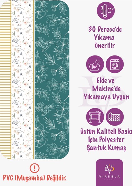 Çiçek Motifli Turkuaz Beyaz Masa Örtüsü Günlük Kullanıma Uygun 155X220 fırsatları