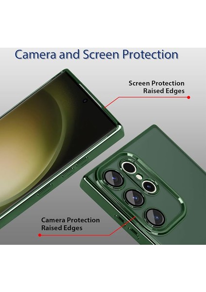 Galaxy S24 Ultra Kılıf 3D Kamera ve Lens Korumalı Arkası Şeffaf Kenarı Renkli Ultra Lüks Razer Platin Silicone Case