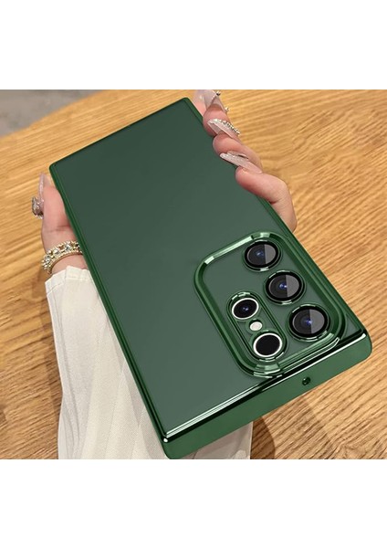 Galaxy S24 Ultra Kılıf 3D Kamera ve Lens Korumalı Arkası Şeffaf Kenarı Renkli Ultra Lüks Razer Platin Silicone Case
