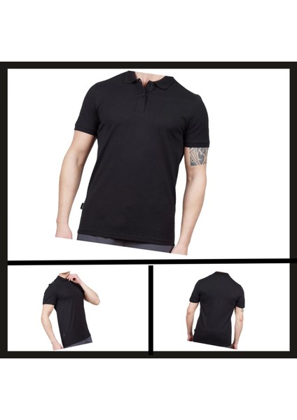 Uyguna-Yakala Siyah (600303) Alpinist Stratus Erkek Polo T-SHIRT-TSH.433