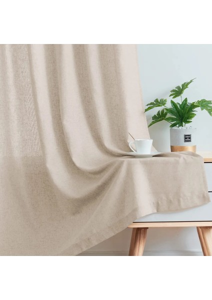 Britli Rustik Pamuklu Sade Keten Tek Kanat Fon Perde Güneşlik fiyatları