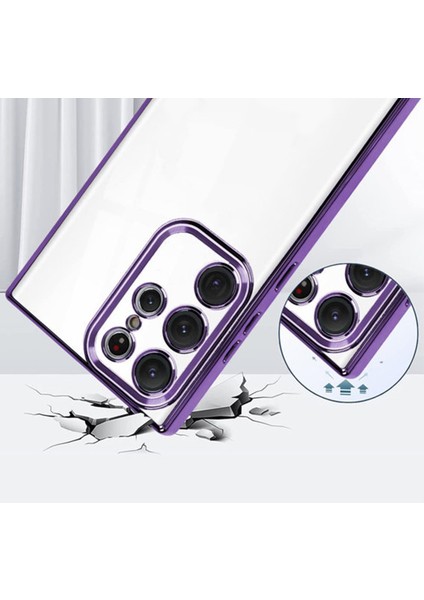Galaxy S24 Ultra Kılıf 3D Kamera ve Lens Korumalı Arkası Şeffaf Kenarı Renkli Ultra Lüks Razer Platin Silicone Case fırsatları