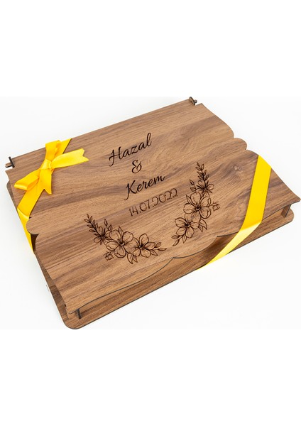 Kişiye Özel Ahşap Kutulu ve Kişiye Özel Madlen Çikolatalı Nişan-Söz Çikolatası 72 Adet modelleri