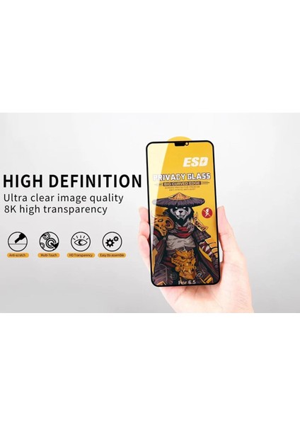 Xiaomi Redmi 12 Hayalet Ekran Toz Tutmayan Esd Anti-Statik Tempered Privacy Ekran Koruyucu modelleri