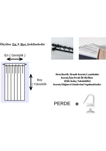 Bağcıklı Bağlamalı - Ipli / Pamuklu Sade Düz Keten Buldan Işi Perde Güneşlik ve Fon - Tek Kanat