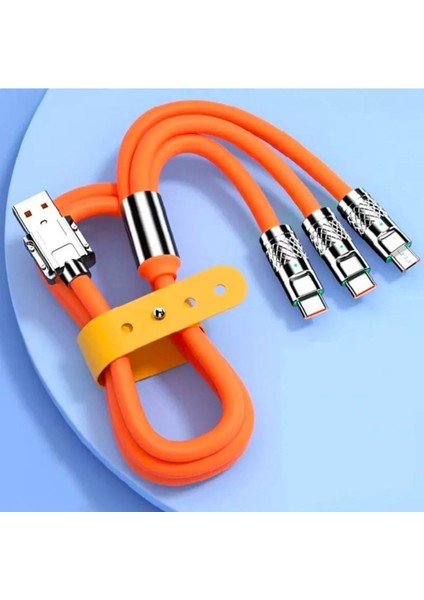 Buffer® 3 In 1 Type-C + Micro USB + Lightning Hızlı Şarj Kablosu Silikon Kablo 1 Metre