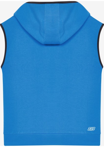 Lightweight Fleece Two Yarn B Sleeveless Hoodie Sweatshirt Büyük Erkek Çocuk Mavi  SK241119-400