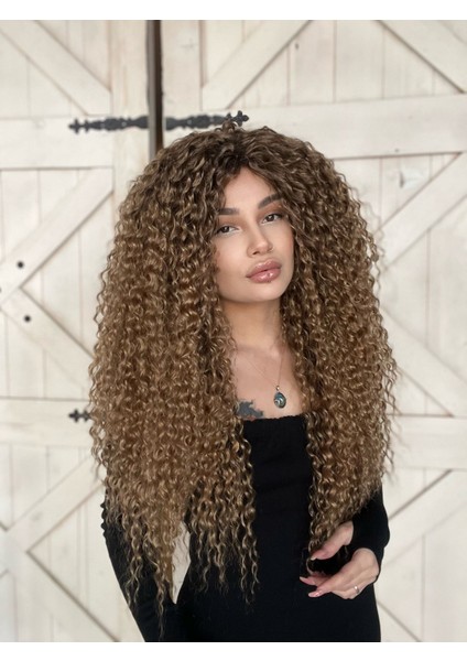 Ombreli 627 Afro Dalgalı Peruk Komple Tak ve Çık Kabarık ve Yoğun Fiber Saç Suzan Peruk fiyatları