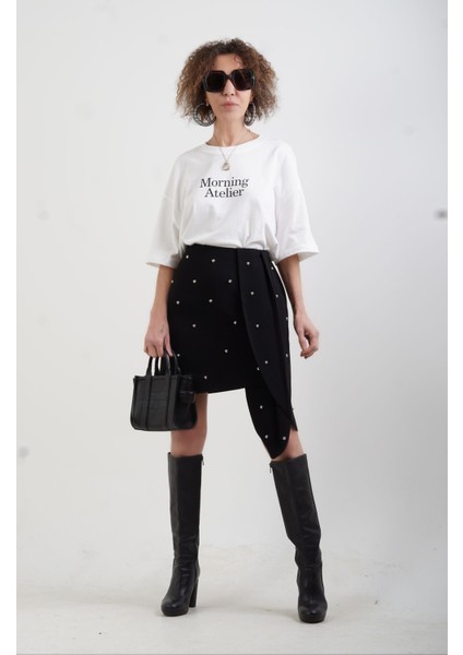 Ekru Morning Baskılı Oversize Tshirt fiyatları