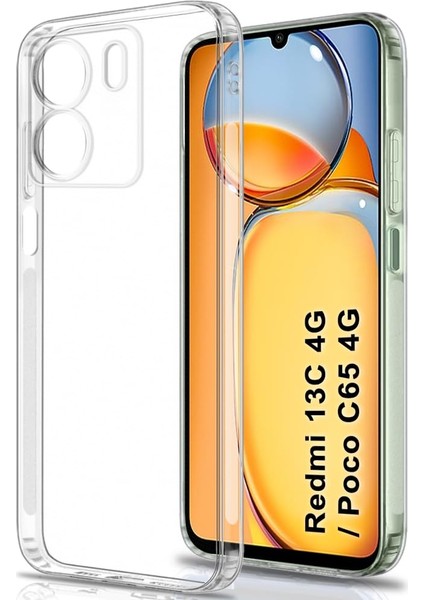 Xiaomi Redmi 13C Kapak Kamera Korumalı Tıpalı Şeffaf Silikon Kılıf