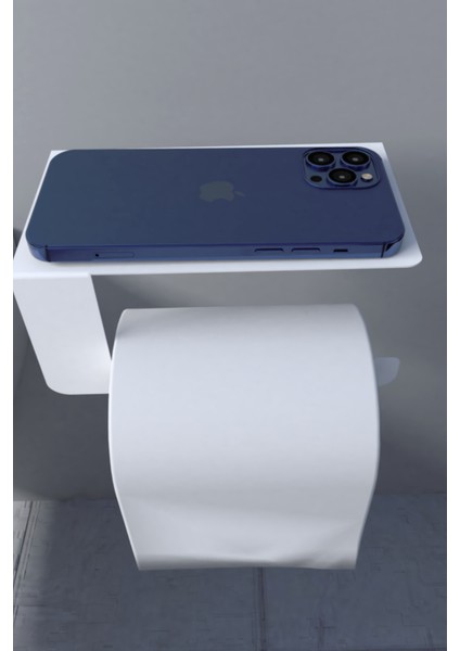 Metal Beyaz Telefon Raflı Tuvalet Kağıtlık, Wc Kağıtlık