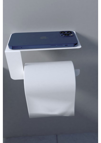 Metal Beyaz Telefon Raflı Tuvalet Kağıtlık, Wc Kağıtlık