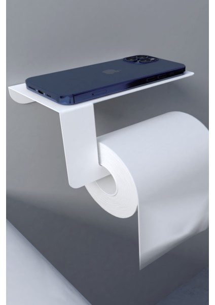 Metal Beyaz Telefon Raflı Tuvalet Kağıtlık, Wc Kağıtlık