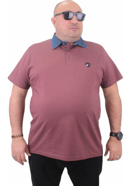 Moc Grande Mocgrande Büyük Beden Polo Kot Yaka T-Shirt 23420 Eflatun