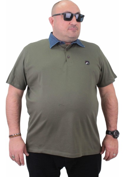 Mocgrande Büyük Beden Polo Kot Yaka T-Shirt 23420 Hakı