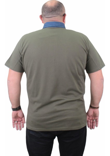 Mocgrande Büyük Beden Polo Kot Yaka T-Shirt 23420 Hakı modelleri