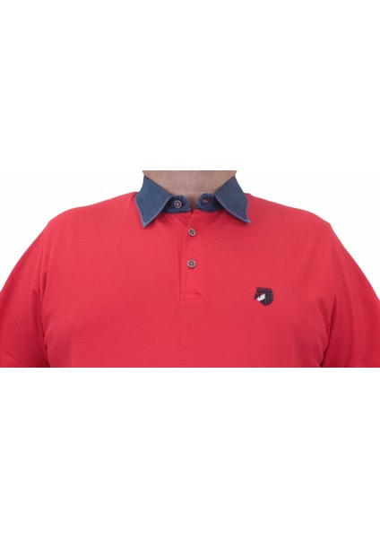 Mocgrande Büyük Beden Polo Kot Yaka T-Shirt 23420 Kırmızı fırsatları