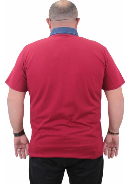 Mocgrande Büyük Beden Polo Kot Yaka T-Shirt 23420 Bordo