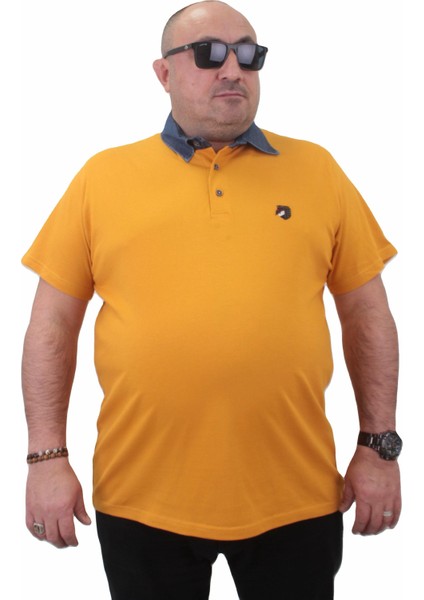 Moc Grande Mocgrande Büyük Beden Polo Kot Yaka T-Shirt 23420 Hardal